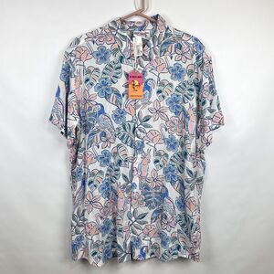 Ron Jon Surf Shop Shirt Mens XXL Pastel Hawaiian Short Sleeve Button Up Shirt